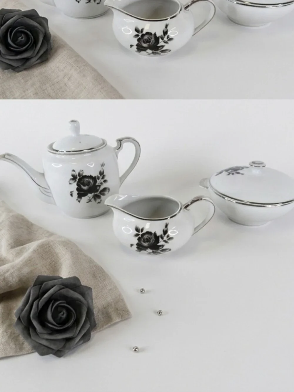 Vintage Kutani Hand-Painted Porcelain Tea Service Set - 3 Pieces